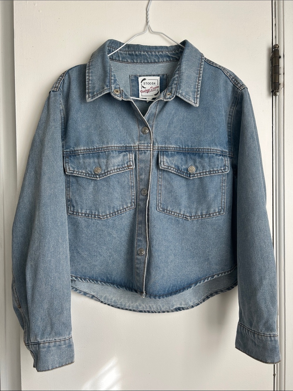 Stoosh Faded Blue Denim Jacket with Chest Flap Pockets
